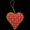 Coeur rouge en velours brodé d'or et de perles nacrées