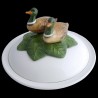 Majolica ducks covered soup plate