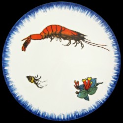 Assiette de table 26 cm Crevette, clochettes et bigorneau