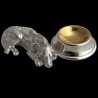 Silver-plated lying dog salt cup