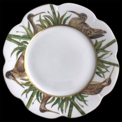Assiette de table Nymphéa tête oiseaux porcelaine de Limoges Bécasse
