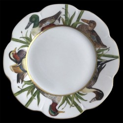 Assiette de table Nymphéa tête oiseaux porcelaine de Limoges Canard