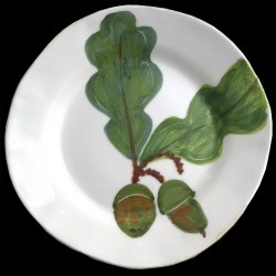 Majolica oak leaf dessert plate