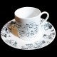 Coffee cup and saucer, four black gift boxes