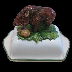Butter dish with wild boar on the top
