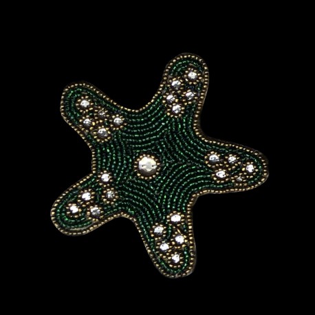 Green star embroidered coaster