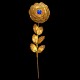 Golden rose branch with blue heart