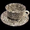 Tasse à thé et sous tasse blanc et noir terre mêlée collection Graphite