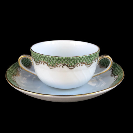 Soup cup and saucer Herend Fish scale rust