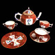 Herend service chinois ocre rouge 6 tasses