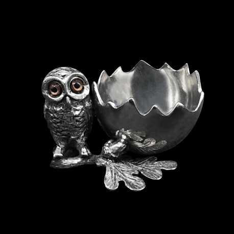 Pewter Eggcup Owl