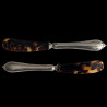Caviar knife silver and tortoise-shell pearled XXth