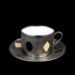 Tasse à thé et sous tasse gravée collection Medicis