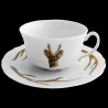Limoges porcelain tea cup and saucer antler deer