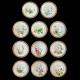 11 assiettes Fleurs en porcelaine Minton, 1874-1884