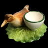 Majolica woodcock egg cup