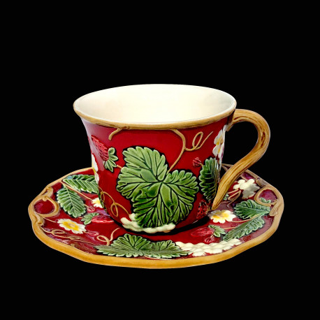 Tasse à thé + sous tasse rouge "Georges Sand"