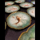 10 assiettes avec plat poissons fond mer bleu turquoise Limoges XIXe