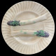 White barbotine asparagus plate Creil & Montereau