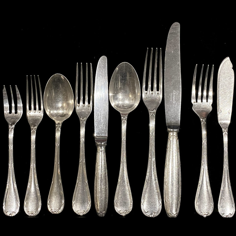 Christofle Silver Plate RUBANS Table Fork 8 