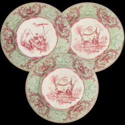 Assiettes en faïence Scènes chinoise Creil 1834-1840