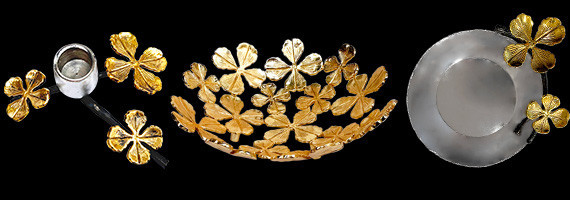 Dessous de plat décoré de trèfles en bronze doré